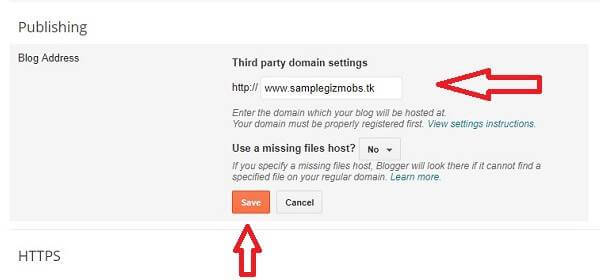 blogger setup custom domain name image