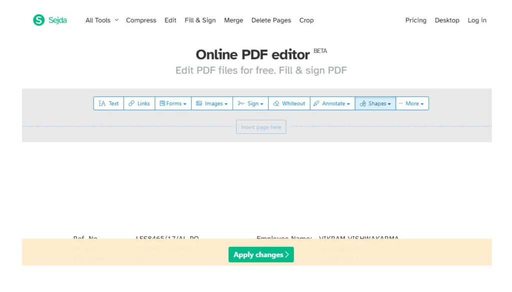 SEJDA FREE ONLINE PDF FILE EDITOR TOOL